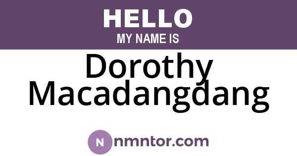 Dorothy Macadangdang