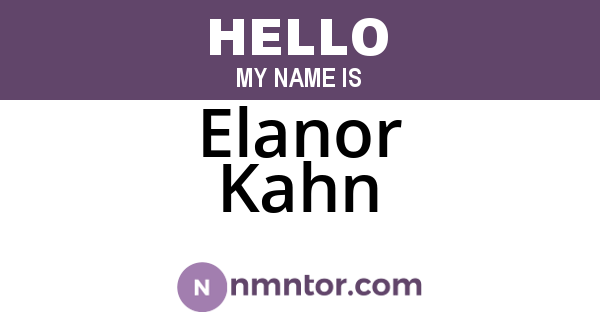 Elanor Kahn