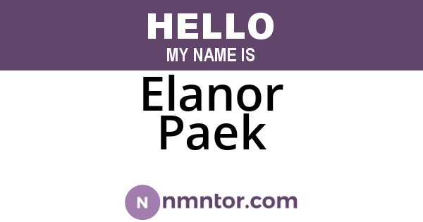 Elanor Paek
