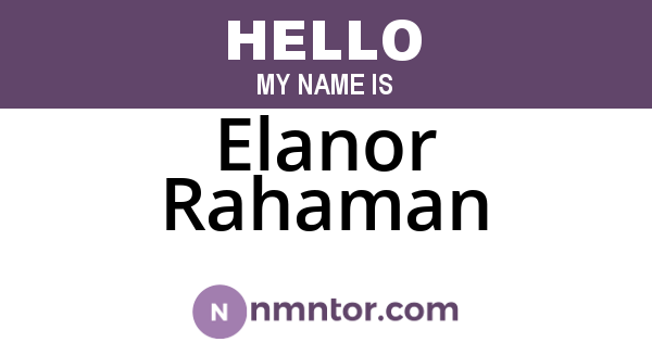 Elanor Rahaman