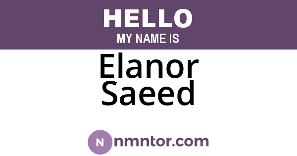 Elanor Saeed