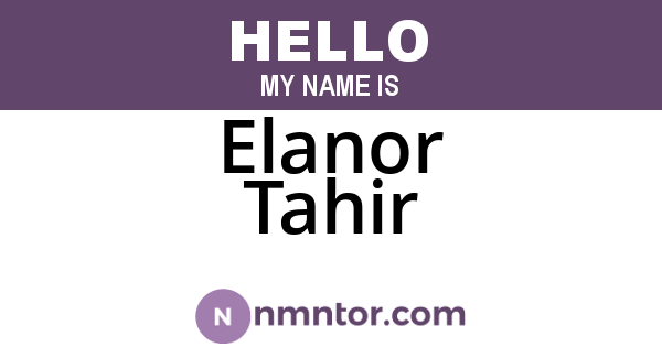 Elanor Tahir