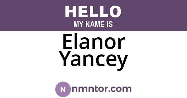 Elanor Yancey