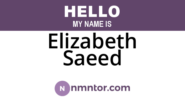 Elizabeth Saeed