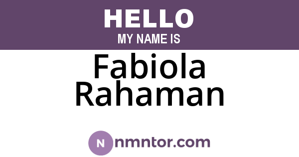 Fabiola Rahaman