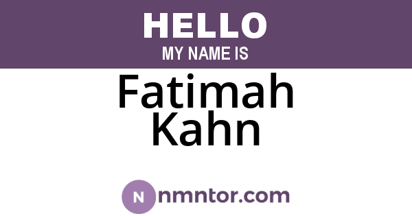 Fatimah Kahn