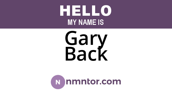 Gary Back
