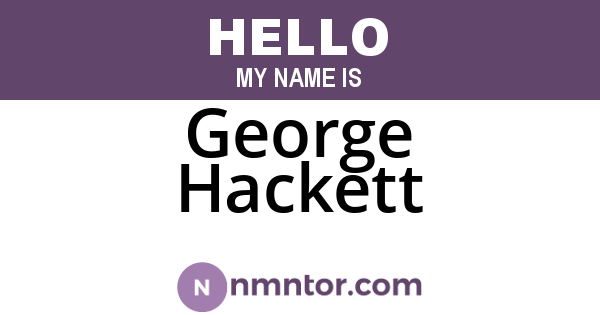 George Hackett