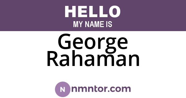 George Rahaman