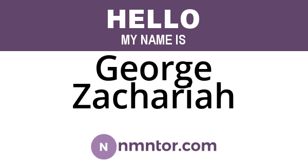 George Zachariah