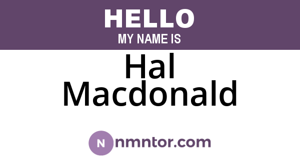 Hal Macdonald