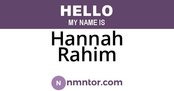 Hannah Rahim