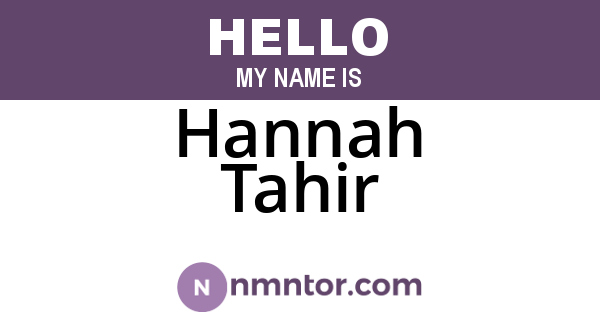 Hannah Tahir