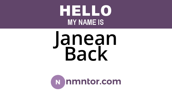 Janean Back