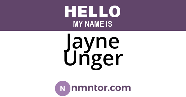 Jayne Unger