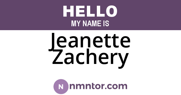 Jeanette Zachery