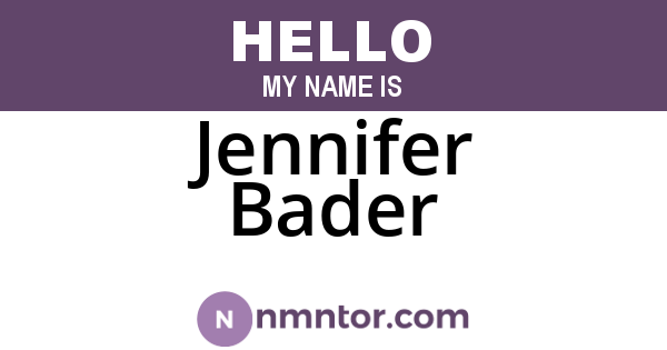 Jennifer Bader
