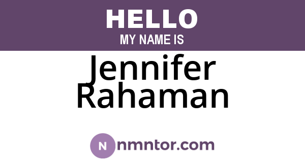 Jennifer Rahaman