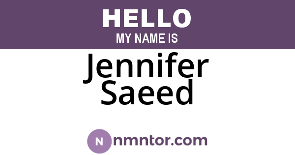 Jennifer Saeed