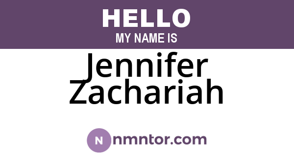 Jennifer Zachariah