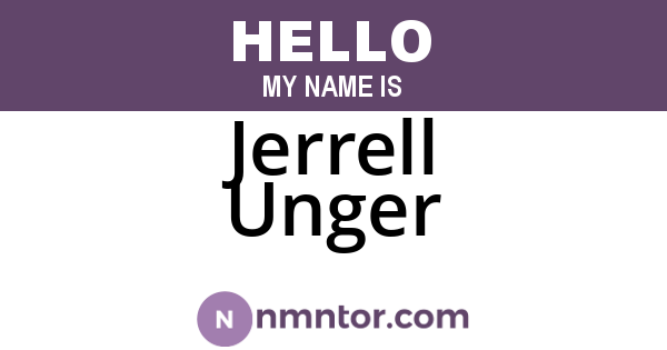 Jerrell Unger
