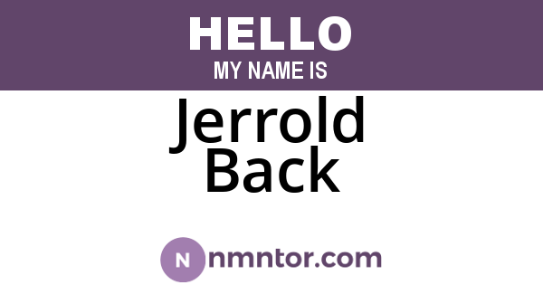 Jerrold Back