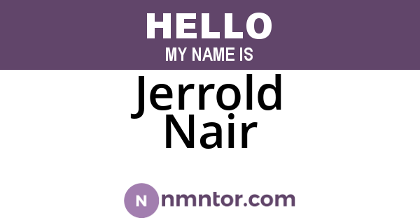Jerrold Nair