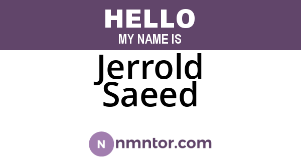 Jerrold Saeed