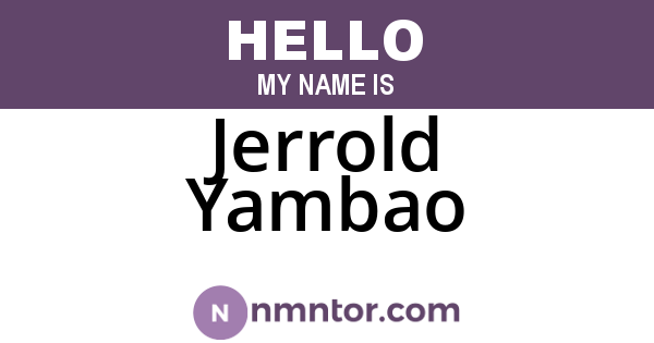 Jerrold Yambao