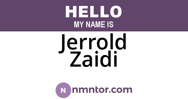 Jerrold Zaidi
