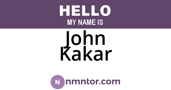 John Kakar