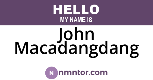 John Macadangdang