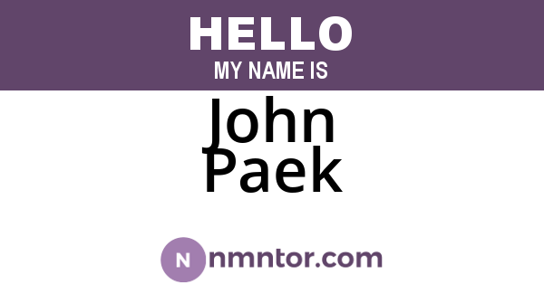John Paek