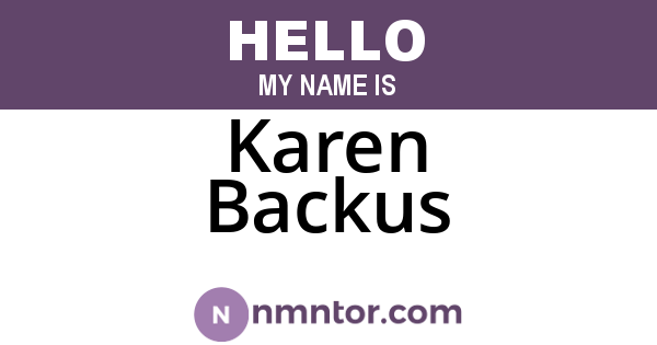 Karen Backus