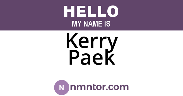 Kerry Paek