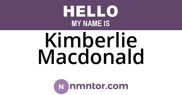 Kimberlie Macdonald