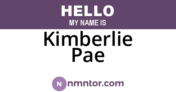 Kimberlie Pae
