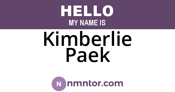 Kimberlie Paek
