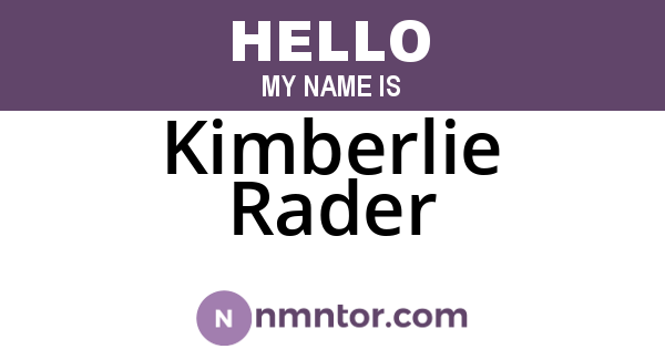 Kimberlie Rader