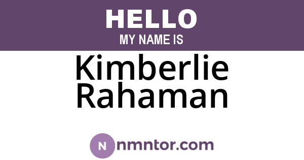Kimberlie Rahaman