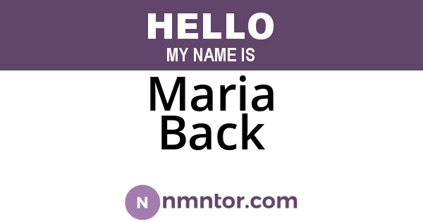 Maria Back