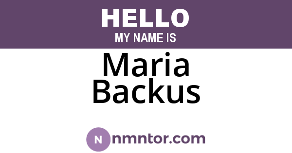 Maria Backus
