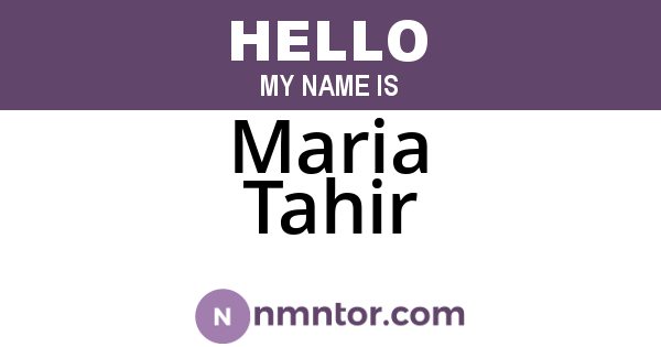 Maria Tahir