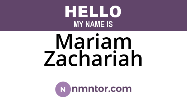 Mariam Zachariah