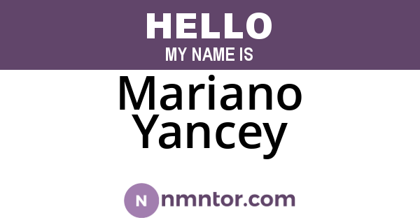 Mariano Yancey