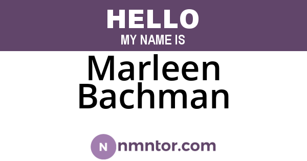 Marleen Bachman