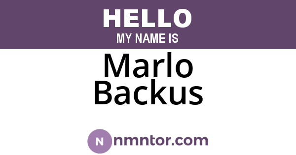 Marlo Backus