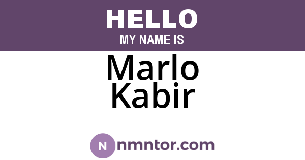Marlo Kabir