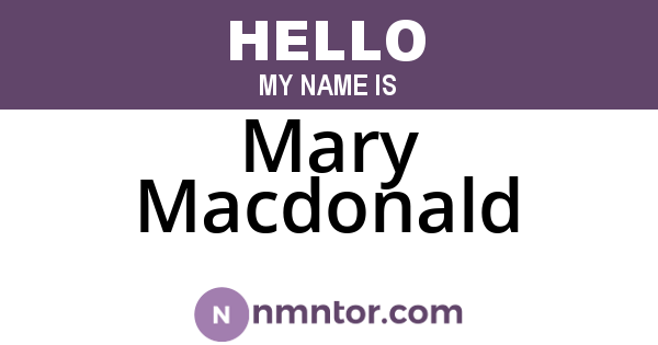 Mary Macdonald