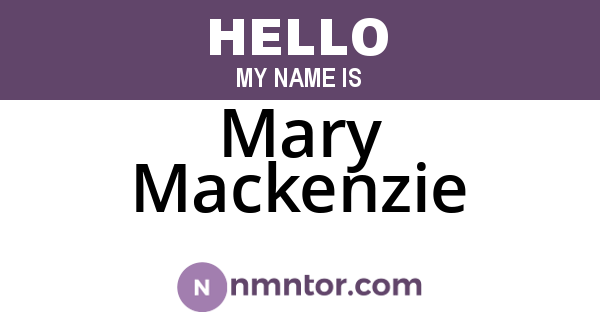 Mary Mackenzie